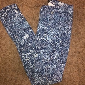 H&M blue floral skinny jeans
